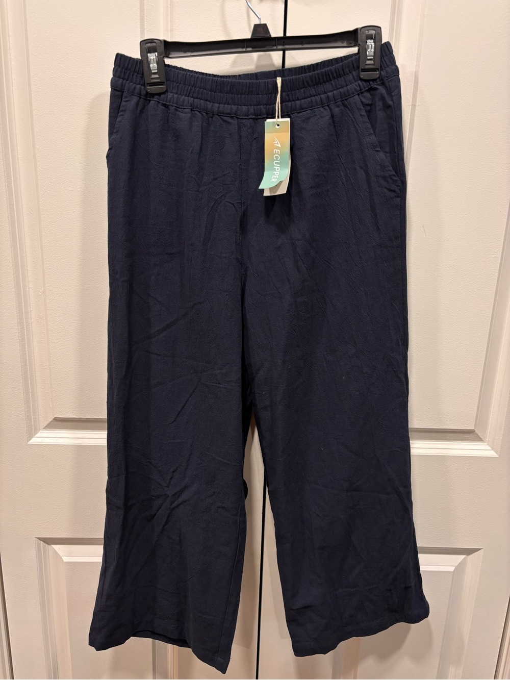 ECUPPER Women's Casual Loose Fit Wide Leg Cropped Cotton Pants